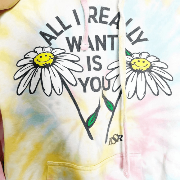 BSR By Samii Ryan All I Want Hoodie tie dye daisy rainbow womens size S small - Picture 7 of 7